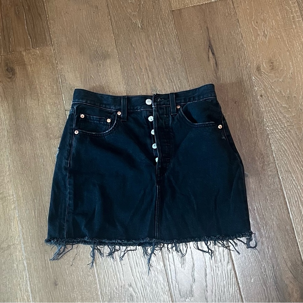 Levi's Dark Denim Mini Skirt with Raw Hem